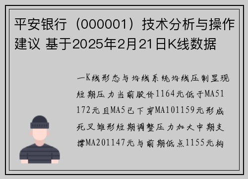 平安银行（000001）技术分析与操作建议 基于2025年2月21日K线数据
