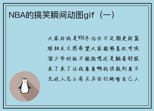 NBA的搞笑瞬间动图gif（一）