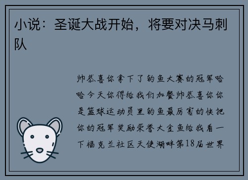 小说：圣诞大战开始，将要对决马刺队